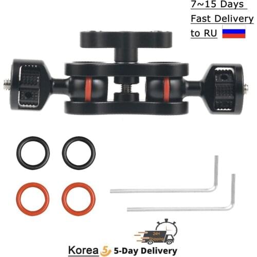 BGNing Double Ball Head Mount Adapter Magic Arm Metal 360Degree Rotation Ball Head w/ 1/4'' screw for SLR Camera Monitor Bracket