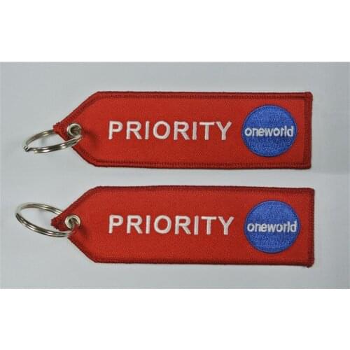 PRIORITY One World Keychain With Embroidery Car Key Ring Tag Chain