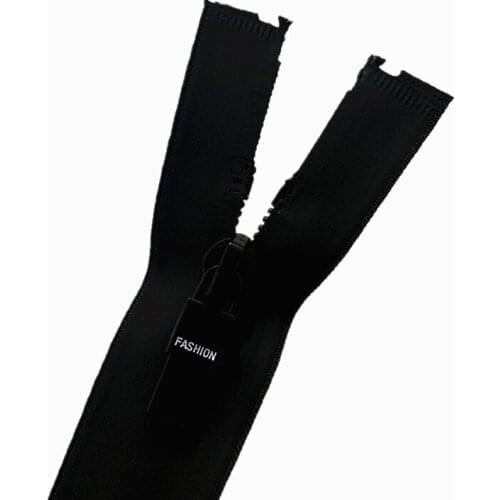 2 Pieces of 20-70cm 5# Open End Black Waterproof TPU Nylon Zipper, Used For Handicrafts, Sewing Bags, Clothing Accessories