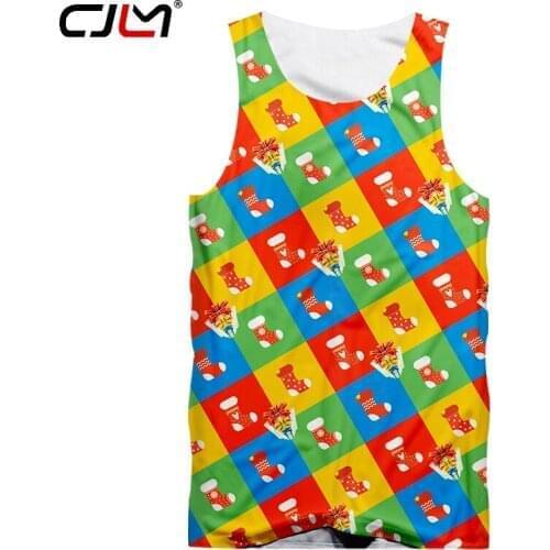 CJLM Christmas New Mens Colored Tank Top 3D Printed Stockings And Gift Boxes Sports Large Size Spandex 5XL Clothing
