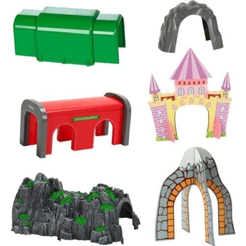 Wooden Train Building Blocks Track Accessories Tunnel Cave Compatible With BIRO Wooden Track Childrens Toys
