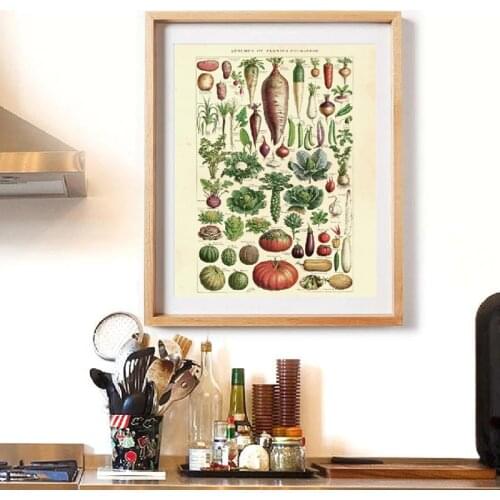 French Version Antique Vegetable Vintage Poster Print Botanical Illustrations Kitchen Wall Picture Canvas Painting Home Decor