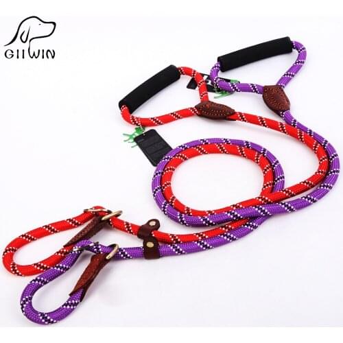 [GIIWIN] Pet Leash for Dog Collar Harness Products Set Nylon Training Leash for Small Large Pet dog K9 Solid Collars YS0020