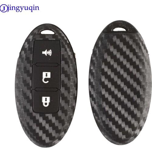Jingyuqin Carbon Silicone Remote Key Case For Nissan Qashqai J10 J11 X-Trail t31 t32 Pathfinder Murano Note Juke Micra Almera