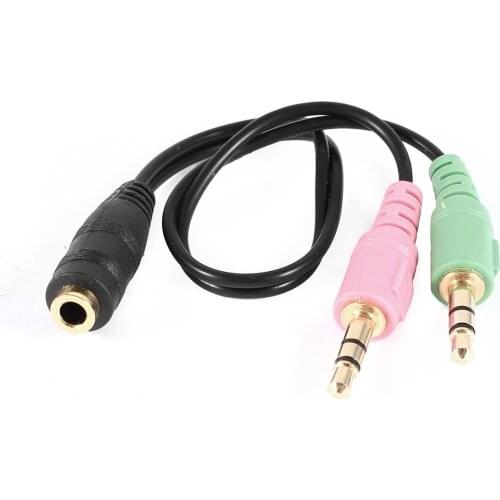 3.5mm Female to Stereo Dual Male Y Splitter Microphone Speaker Cable