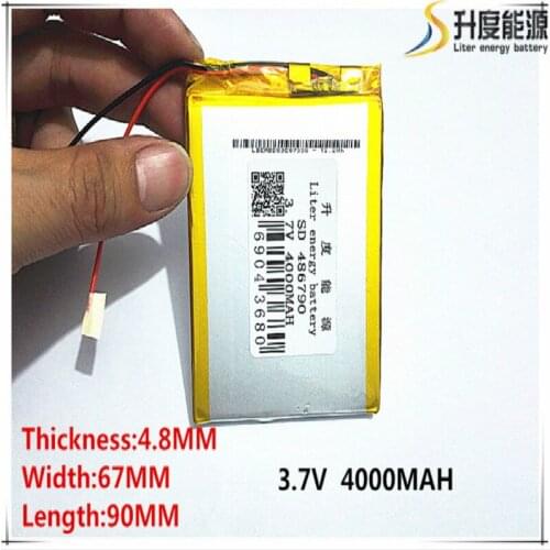 Best battery brand Free shipping 3.7V,4000mAH,[486790] PLIB; polymer lithium ion / Li-ion battery for dvr,GPS,mp3,mp4,cell phone