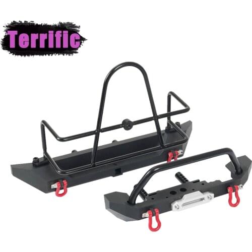 Metal Front Rear Bumper with Tow Hook for 1/10 RC Crawler Traxxas TRX4 Axial SCX10 90046 SCX10 III Redcat Gen8 Upgrade Parts