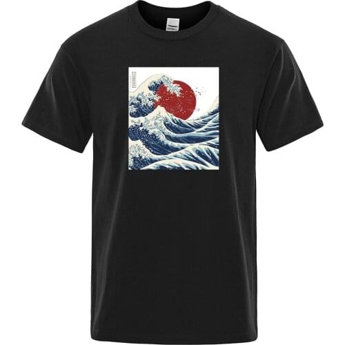 Fukushima Sun Waves Ukiyo E Printed Man T Shirts Comfortable Loose Tshirts Fashion Breathable Tops Vintage Brand Male T-Shirts