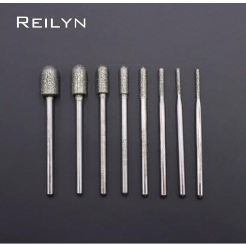 High quality 2.35mm shank Grit 150# 10pcs Diamond Grinding Burr Emery Grinding Point Diamond Metal Jade Diamond Peeling Bit