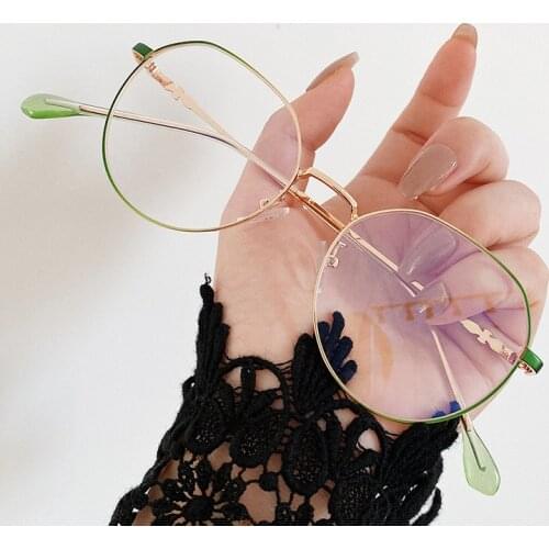 New Vintage Candy Color Alloy Round Glasses Frame For Women Anti-blue Light Small Eyeglasses Female Elegant Computer Eyewear