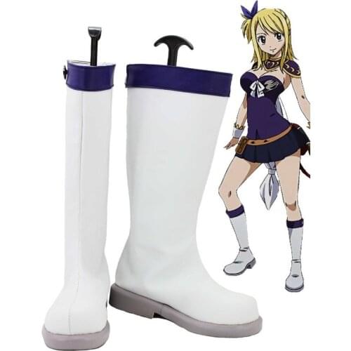 Fairy Tail Lucy Cosplay Shoes Boots Custom Made White