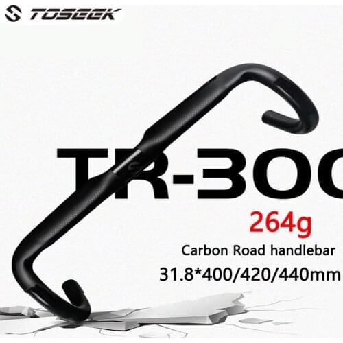 TOSEEK New carbon fiber Bicycle pneumatic handlebar Ultralight Road Bike Handle Bar Matte 264g Road Bicycle Accessories