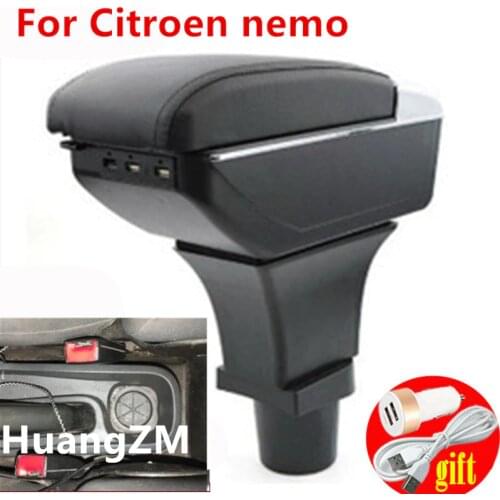 For Citroen nemo armrest box Central Store Content Storage Box with Cup Holder Ashtray USB Interface