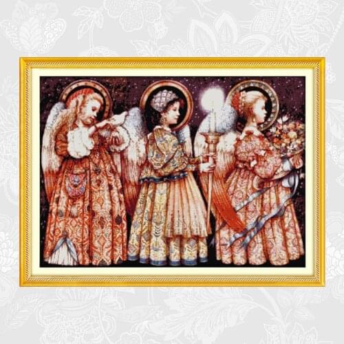 Christmas Eve Angels Cross Stitch Kits 11CT Printed Fabric 14CT Canvas DMC Counted Chinese Embroidery Needlework Home Decor