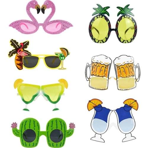 Hawaii Beach Party Pink Flamingo Sunglasses Tropical Decoration Funny Glasses Pineapple Sunglasses Summer Luau Photo Booth Props