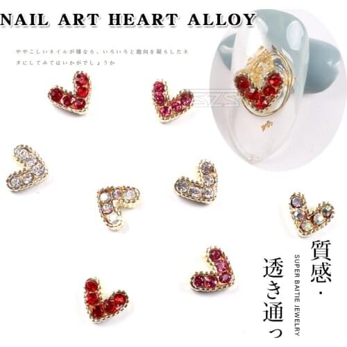 TSZS 10pcs/lot Korea Hot sale New Design Colorful 3D heart shape Accessories Nail art rhinestone for Nail art Decoration