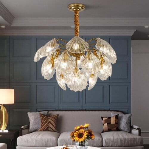 Light luxury all copper shell chandelier post modern minimalist living room bedroom dining room creative round lamps