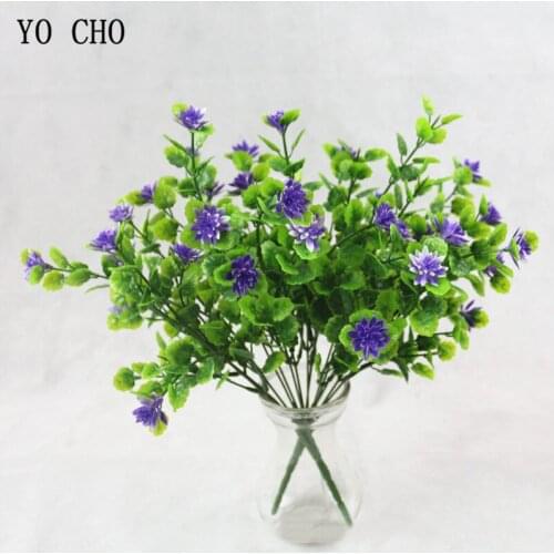 YO CHO Imitation Flower Green Plant 7 Fork Magnolia Flower Accessory Water Grass Wedding Plastic Fake Flowers Outdoor Home Decor