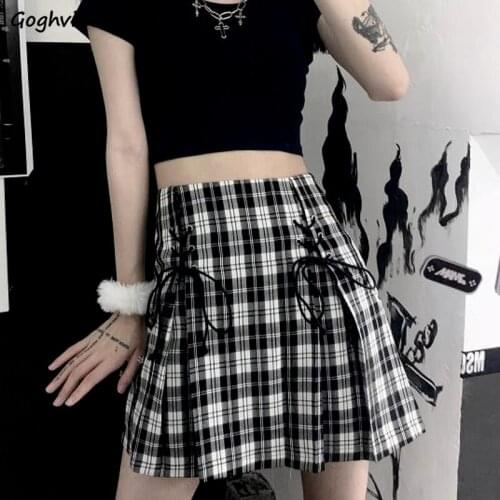 Skirts Women Plaid Sexy Ladies Clothing A-LINE Mini Slim Students Korean Style Harajuku Popular Streetwear All-match Fashion New