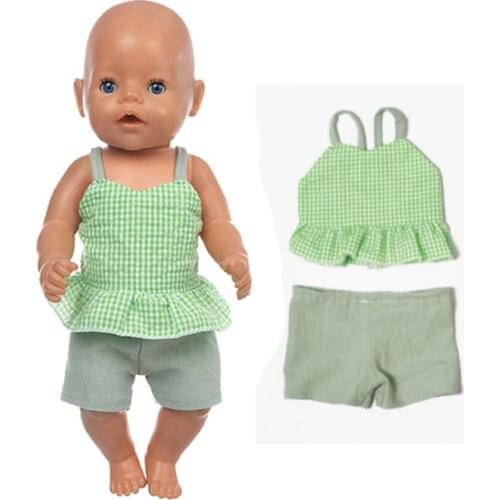 Green Suit Wear For 43Cm Baby New Born Doll Clothes Accessories,Gifts For Baby Girl Toy