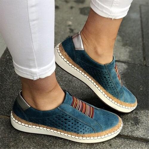 2021 New Spring Summer Women Casual Vulcanize Flat Shoes Sneakers Girls Low-cut Trainers Ethnic Style Breathable Womens Shoes