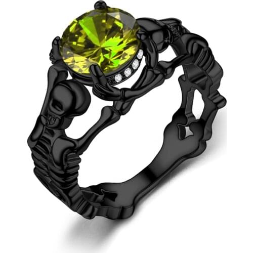 Skull skeleton Hand Crystal Ring European and American Punk Women Ring skull jewelry Dropshipping