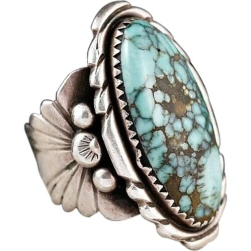 Antique Vintage Imitation Natural Stone Ring Fashion Jewelry Women Ring Anniversary Gift Size 6 7 8 9 10