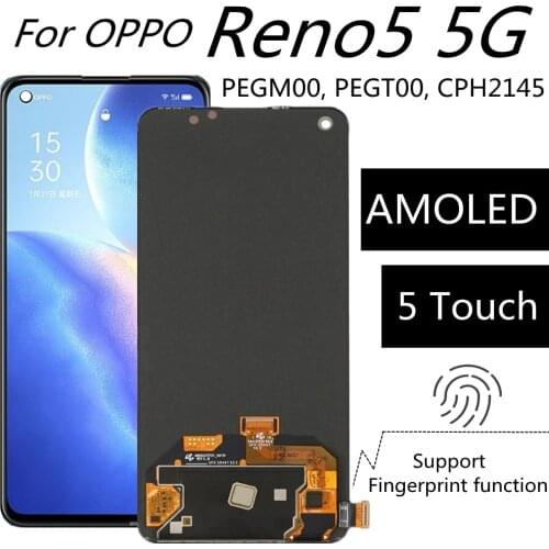 LCD For OPPO Reno5 / Reno 5 4G CPH2159 5G PEGM00, PEGT00, CPH2145 LCD Display Touch Screen Assembly Replacement Accessory