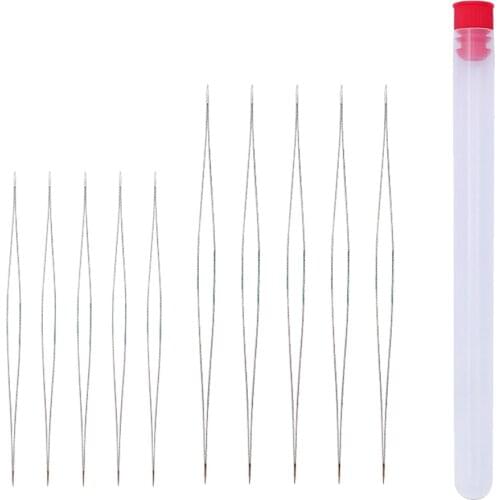 10Pcs Big Eye Beading Needles, 2 Size Big Eye Craft Hand Needles with Needle Bottle for Jewellery Making, Arts, Crafts, Sewing