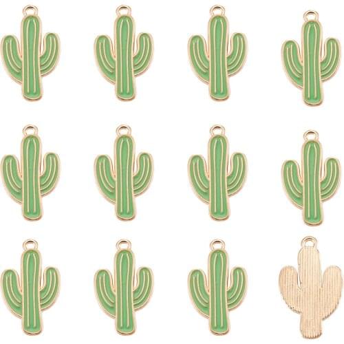 10Pcs Cactus Charms Pendant Tropical Summer Desert Plant Enamel Dangle Charms for Necklace Bracelet Earrings DIY Jewelry Making