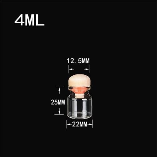 100pcs 22x25x12.5 mm Mini Glass Bottles With Round Dome Corks DIY 4 ml Empty Decorative Cute Glass Vials Mini Jars