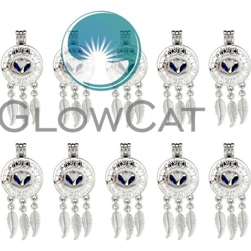 10X K741 Dream Catcher I Love You Heart Beads Cage Locket Pendant Essential Oil Diffuser Stone Pearl Cage Jewelry Making