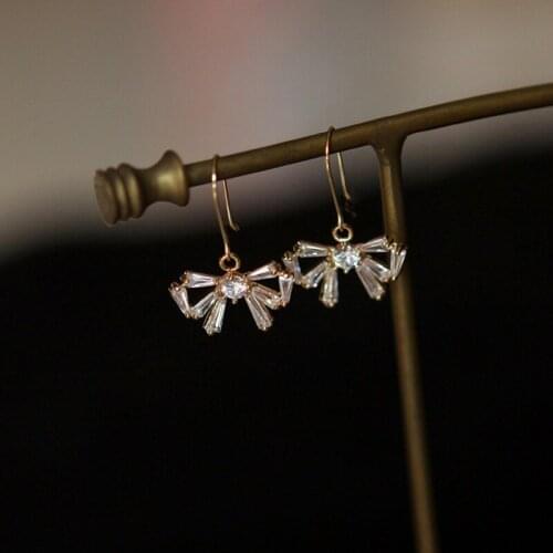 14k Gold Package 925 Silver Needle Shiny Zircon Butterfly Bow French Fashion Elegant Wedding Earrings Jewelry for Women Gift