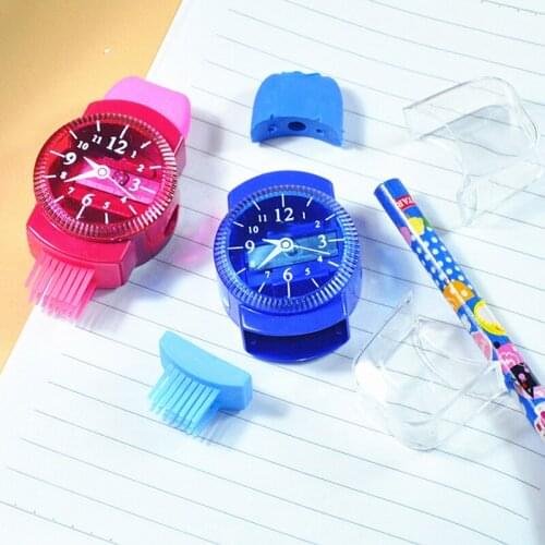 2pcs with Eraser Brush w17 Student Supply Pen s03 w51 Creative School Cute Kidss Sacapuntas Gift Watches Pencil Sharpener