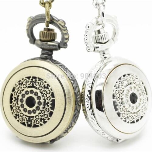 3039) Victorian Filigree Flower watch Necklace Pocket watch pendant, 12pcs/lot , Dia 2.7cm. Free shipping