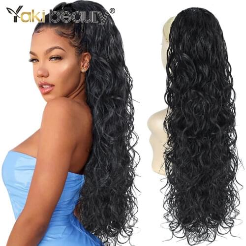 Ponytail 22Inch 140g 2Clips Synthetic Hair Natural Kinky Curly Extension High Temperature Fiber For Women by YAKI BEAUTY