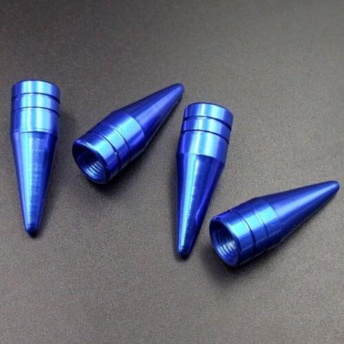 4pcs Blue Universal Long Spiked Car Wheel Tire Valve Air Stem Dust Caps Cover Truck Auto Vehicle Motorcycle Bicycle Accessory