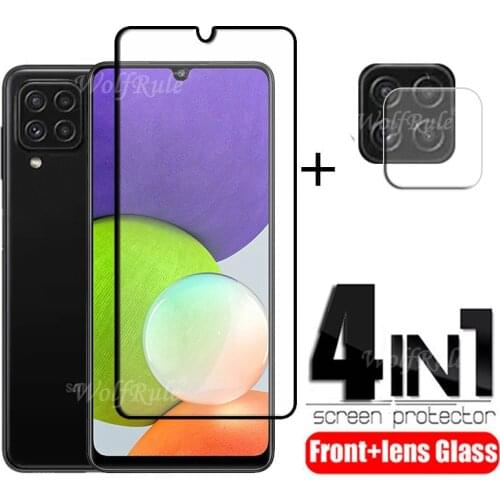 4-in-1 For Samsung Galaxy A22 Glass For Samsung A22 Tempered Glass HD Film Full Glue Screen Protetor For Samsung A22 Lens Glass