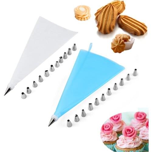 8 /10/18 PCS Silicone Kitchen Accessories Icing Piping Cream Pastry Bag Stainless Steel Nozzle Set DIY Cake Decorating Tips Set