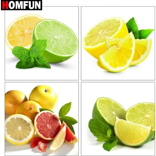 HOMFUN Diamond Painting Full Square/Round Diamond "Fruit lemon landscape" Pattern Embroidery Cross Stitch 5D Rhinestone Painting