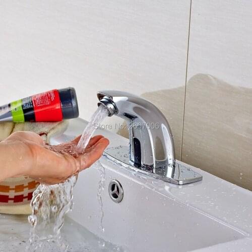 Free Shipping Bathroom Basin Automatic Hands Touch Free Sensor Faucet water saving Inductive electric Water Tap Auto ZR6113