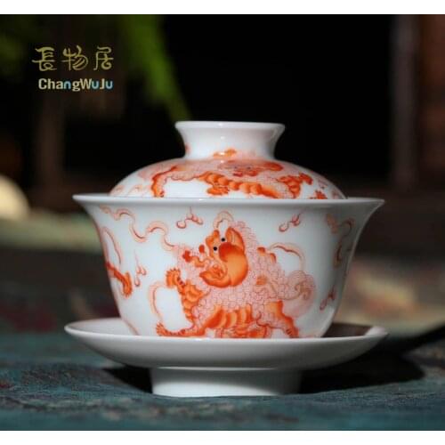 Changwuju in Jingdezhen Cups & Saucers chinese tea cup the handmade famille rose tea cup bowl with cover painted by Jinhongxia