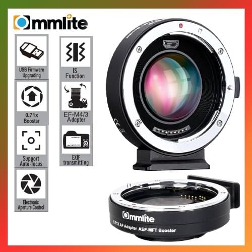 Commlite CM-AEF-MFT AF EXIF 0.71X Reduce Speed Booster Lens Adapter Ring for Canon EF Lens to Micro Four Thirds M4/3 Cameras