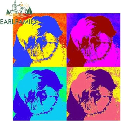 EARLFAMILY 13cm x 12.8cm for Shih Tzu Pop Art Car Assessoires Stickers Air Conditioner Decal Personality Waterproof Decoration