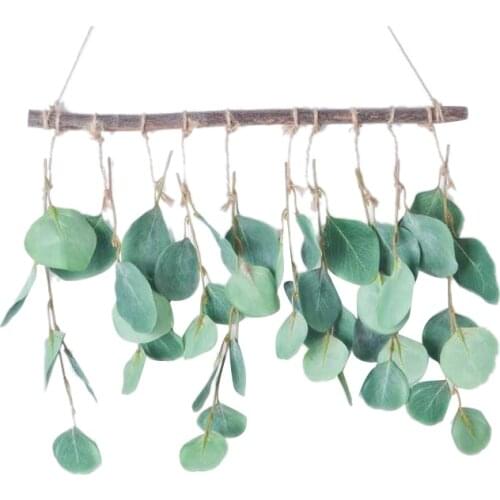 Artificial Eucalyptus Greenery Hanging Wall Decor Eucalyptus Vines Wall Hanging Plants with Wooden Stick Boho Wall Decor
