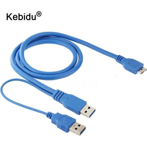 Kebidu 50cm Dual USB 3.0 A to Micro-B USB 3.0 Y Cable For Computer Cable Connector