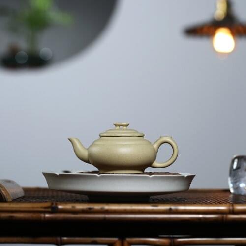 110ml Chinese Yixing Teapot Handmade Original Zisha Green Clay LvNi Small Tea Pot by Huang Dongling