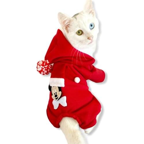 Mickey Santa Jumpsuit for Cats, Xmass Cat Clothes, Cat Dress, Cat Fashion