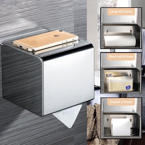 Bathroom Tissue Boxes Double Outlet Waterproof Wall Mount Toilet Paper Holder Shelf Tray Roll Paper Tube Storage Box