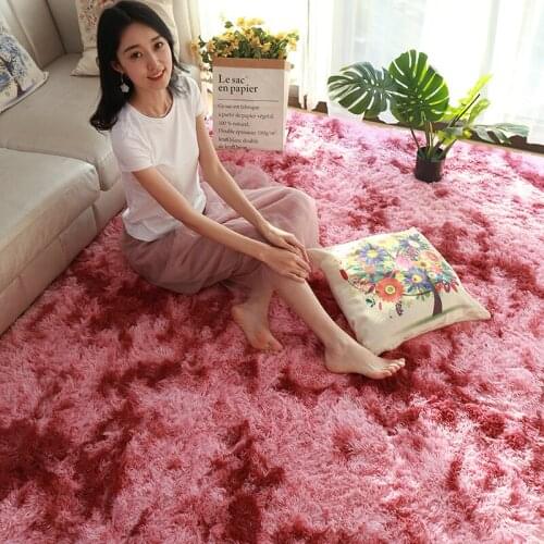 European Long Hair Carpet Mat Bedroom Tie Dyed Gradient Washable Area Rug Anti-skid Soft Rugs and Carpets for Home Living Room